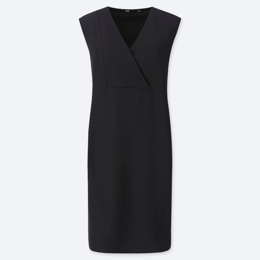 Uniqlo NWT Large Drape Sleeveless Dress Black